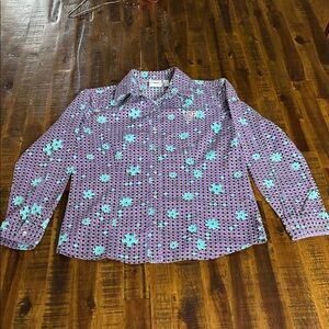 Cruel Girl Purple and Teal Patterned Western Pearl Snap Shirt Girls XL Rodeo